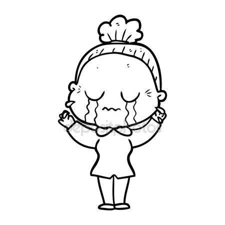 450x450 Cartoon Crying Old Lady Stock Vector Lineartestpilot