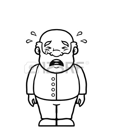 375x450 Black And White Old Man Being Sad And Crying. Royalty Free