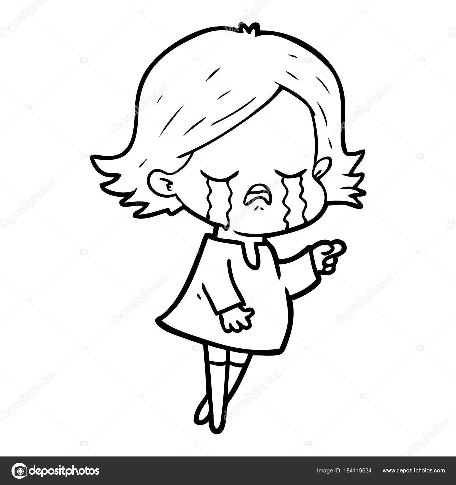 1600x1700 Vector Illustration Cartoon Girl Crying Stock Vector