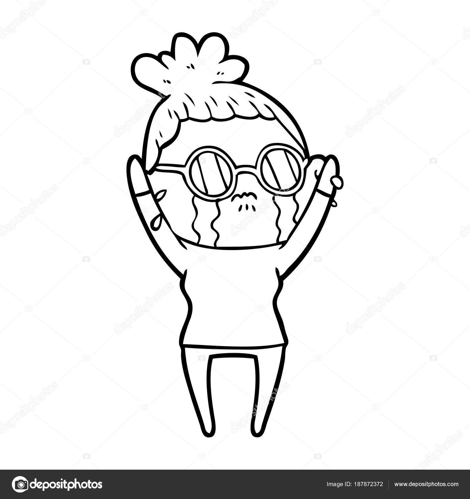 1600x1700 Cartoon Crying Woman Wearing Spectacles Stock Vector