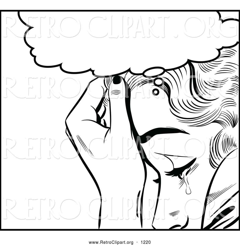 1024x1044 Clipart Of Retro Blacknd White Poprt Woman Crying Under