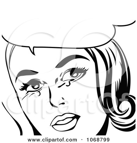 450x470 Clipart Pop Art Crying Woman Talking In Black And White
