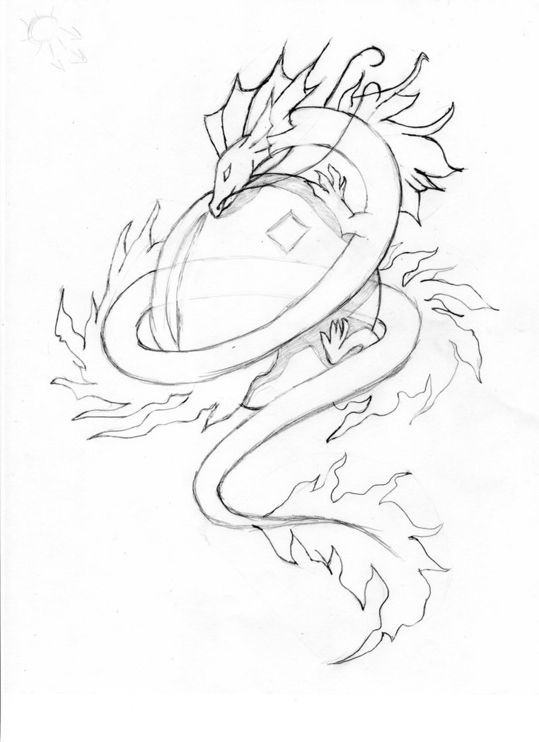 762x1048 Dragon With Crystal Ball Precolor By Amaruneebony