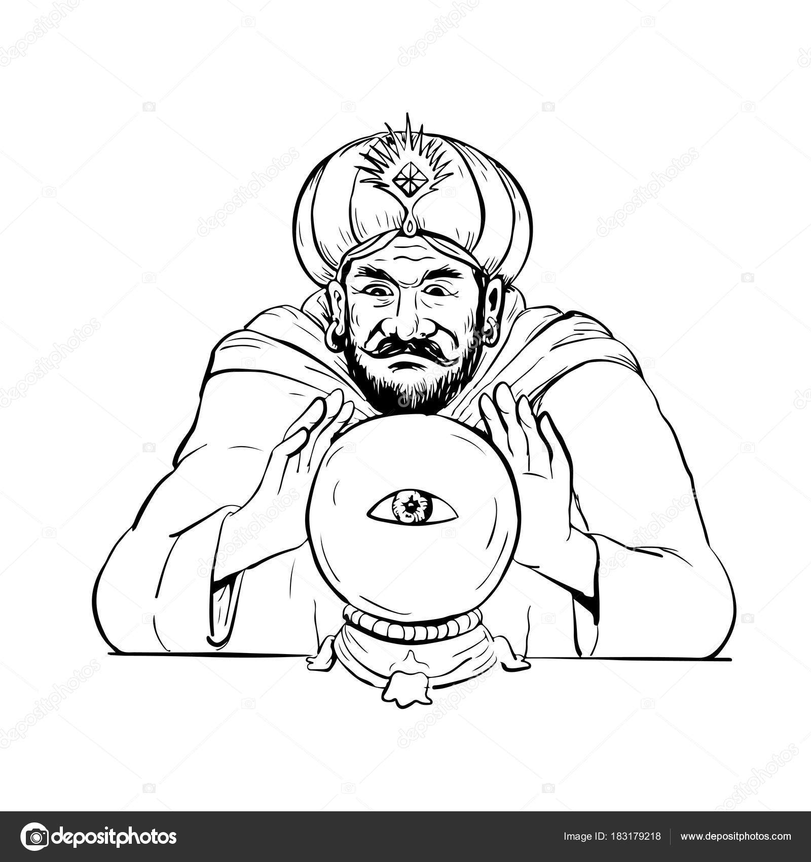 1600x1700 Fortune Teller Crystal Ball Drawing Stock Vector Patrimonio