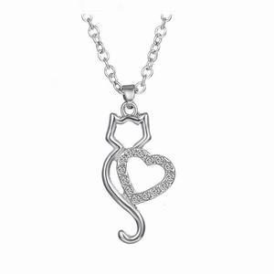 300x300 Elegant Kitty Crystal Heart Pendant Necklace Meow Obsessed