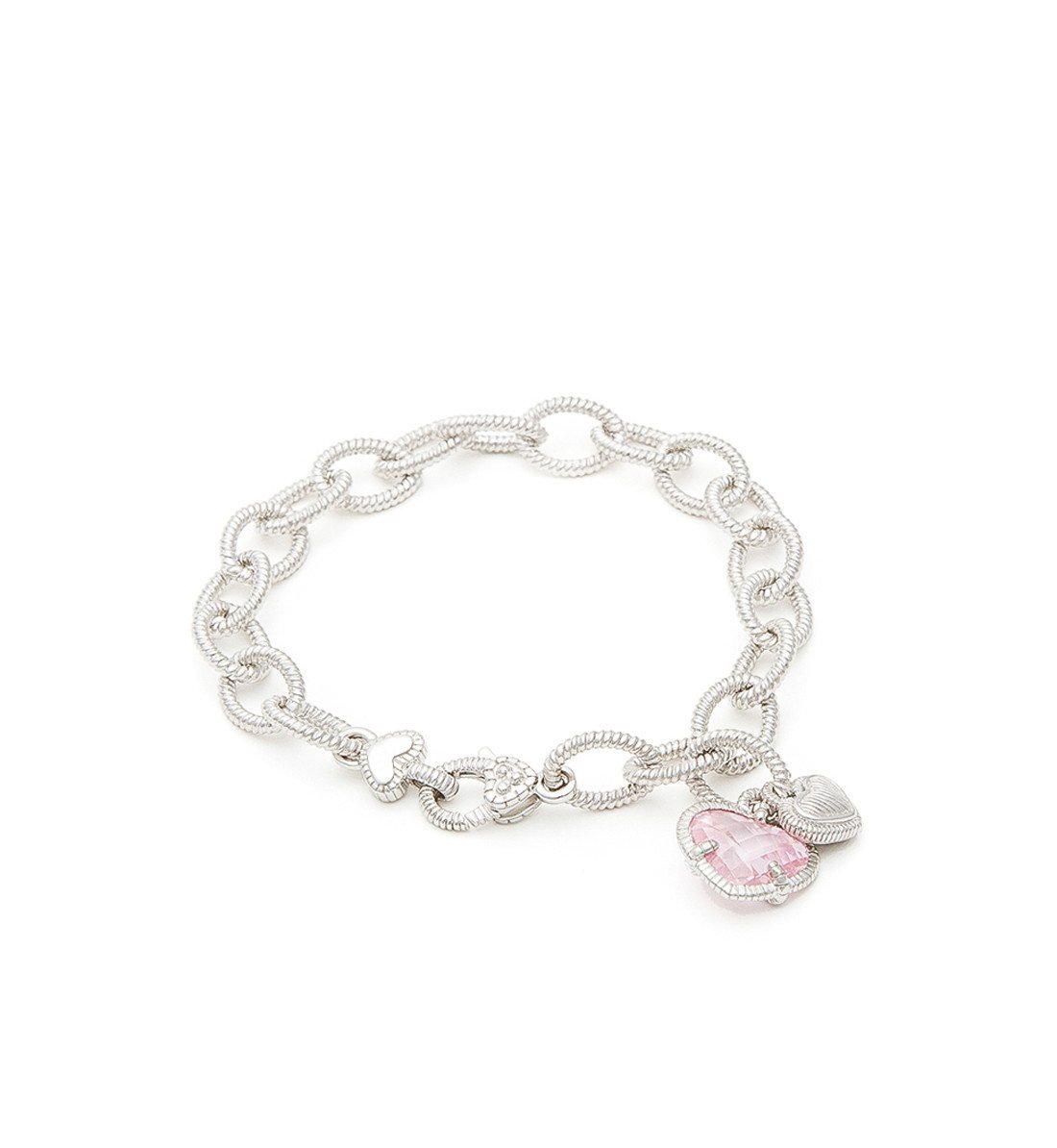 1100x1194 La Petite Pink Crystal Heart Charm Bracelet