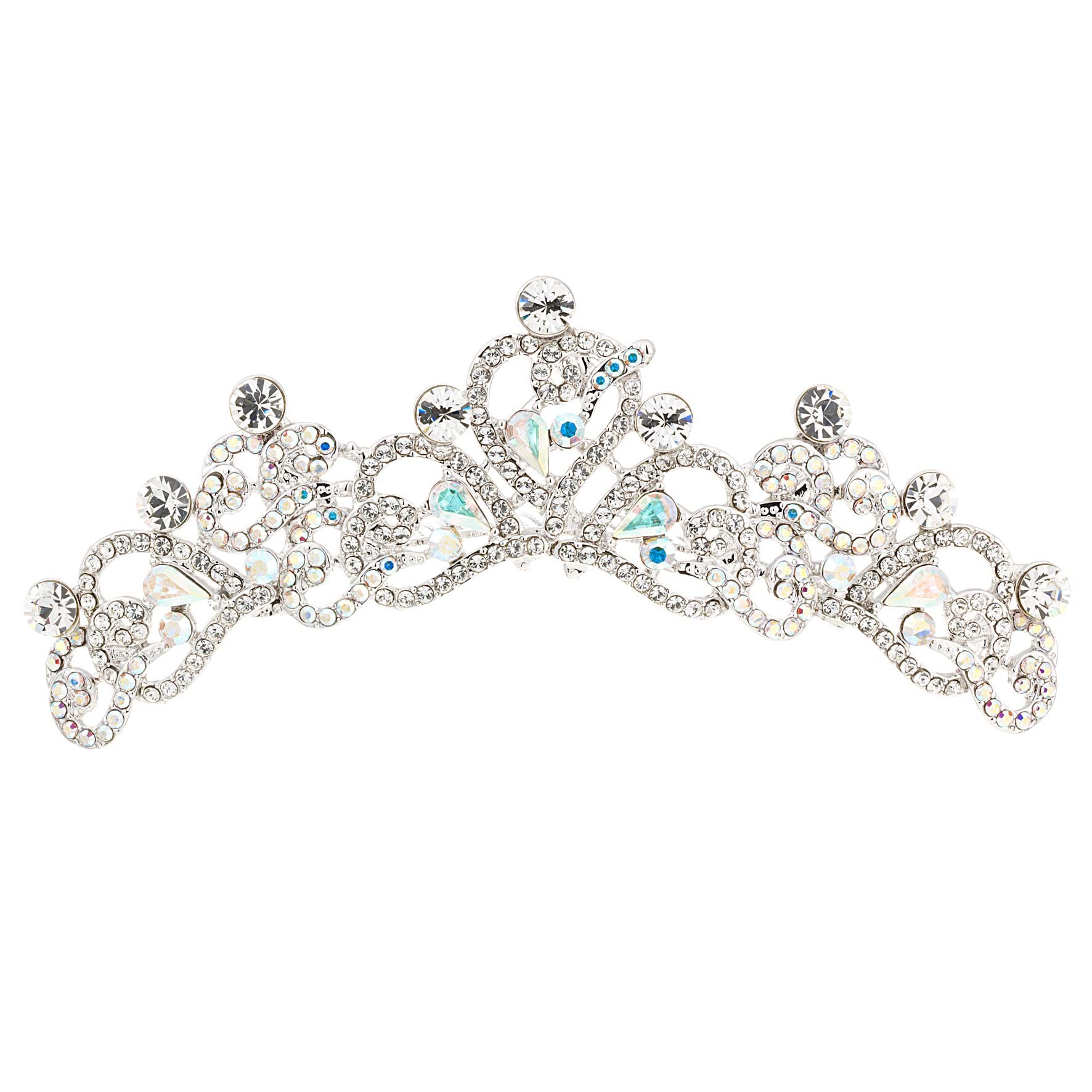 1772x1772 Swarovski Crystal Heart Hair Comb Tiara With Ab And Clear