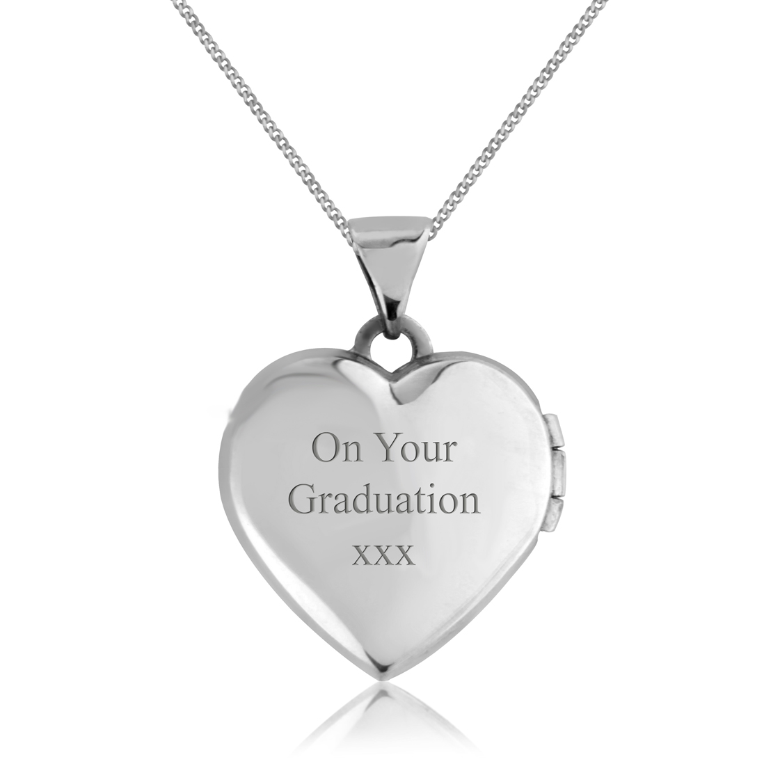 1098x1098 9ct White Gold Glass White Crystal Heart Locket