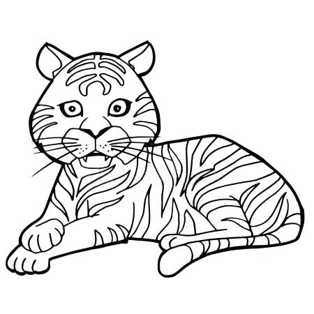 450x450 Cute Tiger Coloring Pages Cartoon Cute Tiger Coloring Page Vector