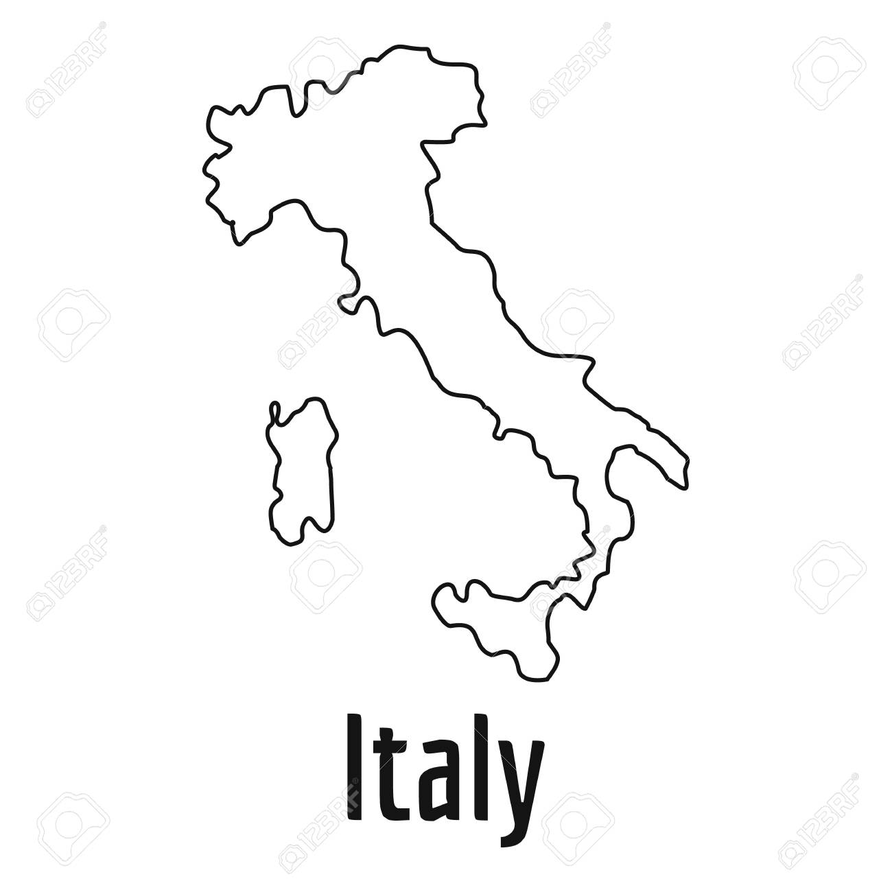 1300x1300 Italy Map Thin Line In Simple Illustration Of Cuba Map Isolated