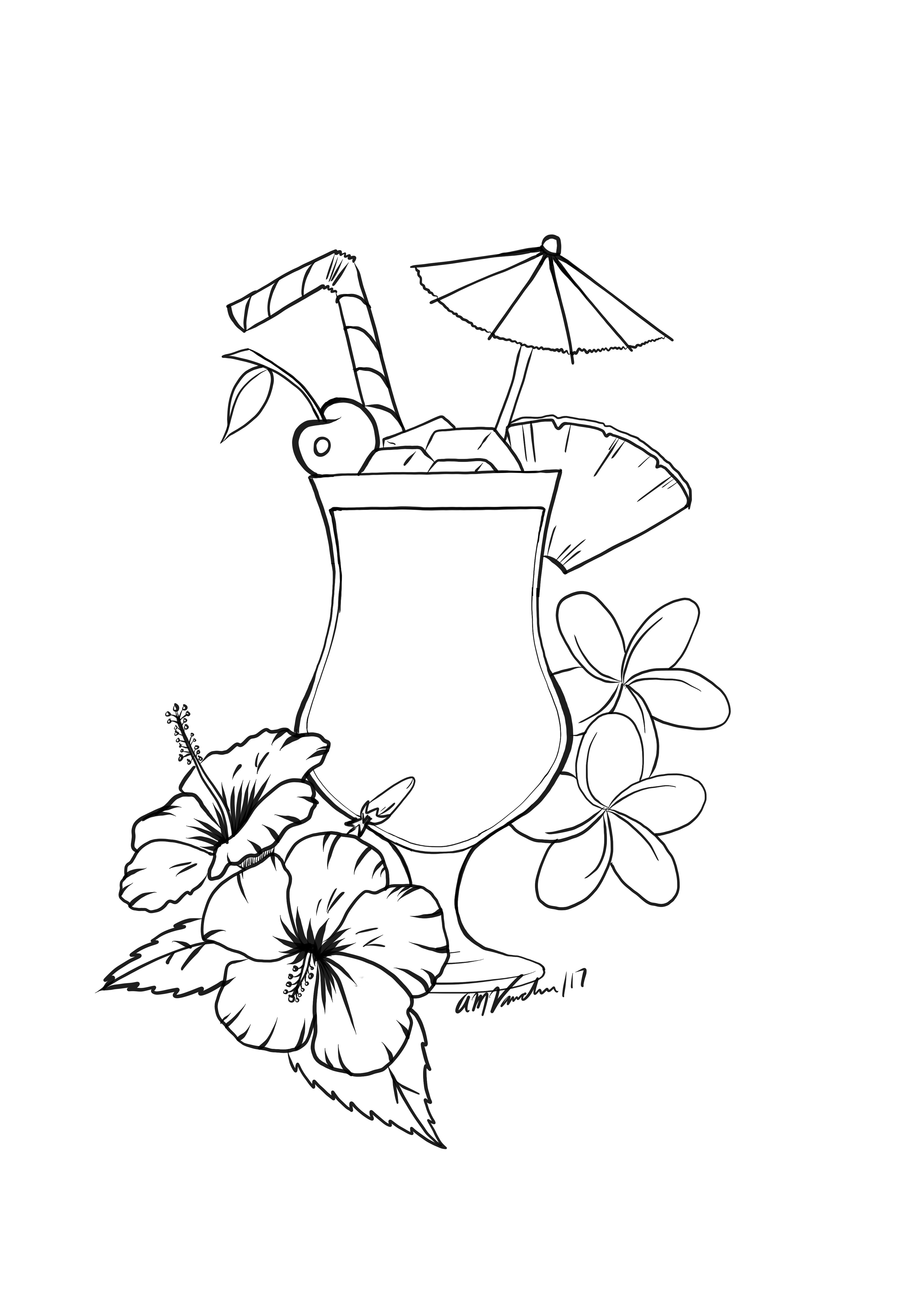 3425x4961 Pina Colada Tattoo Idea Inspired By Cuba My Drawings