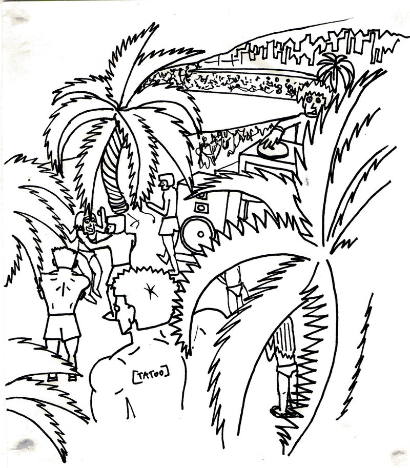 800x913 Cuba Beach Party Drawing