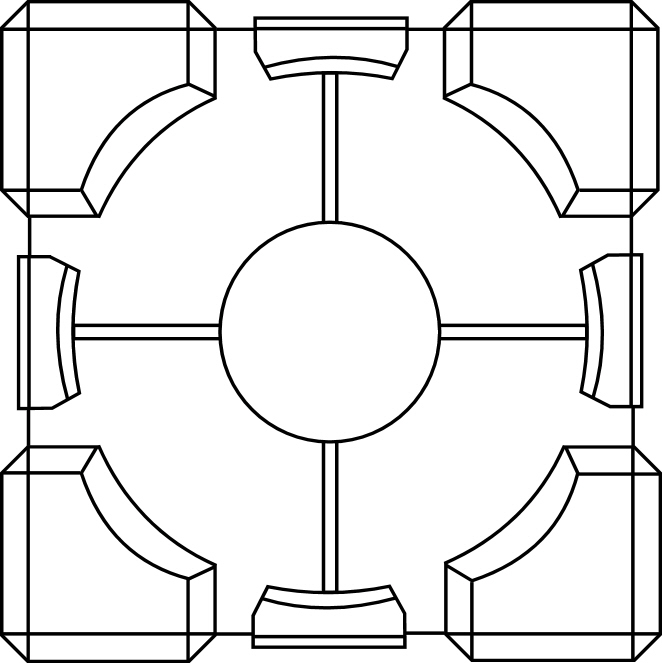 662x663 Portal Cube Lineart By Fortyfortytwo