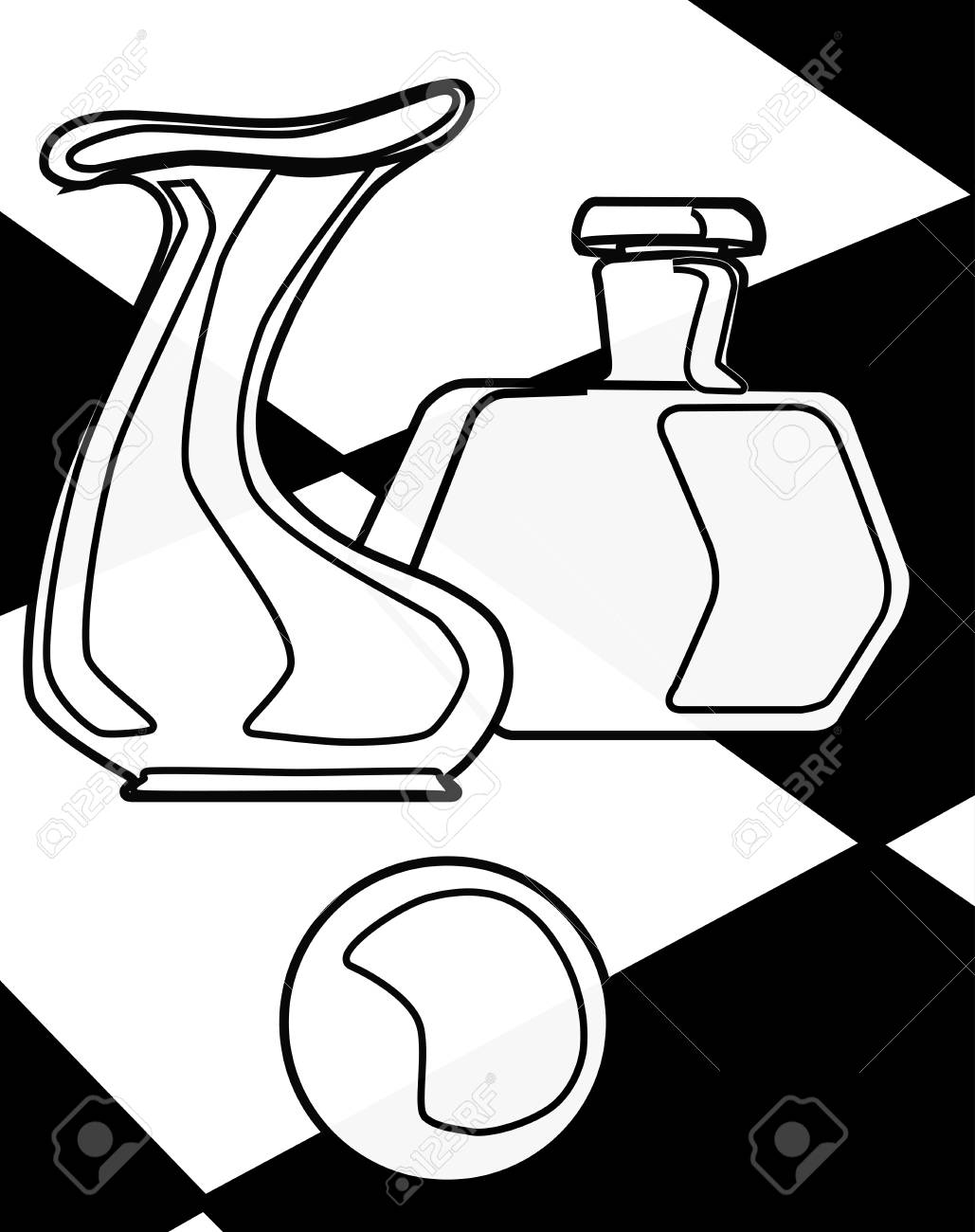 1029x1300 A Cubist Type Drawing Of A Vase, A Paper Weight And A Bottle