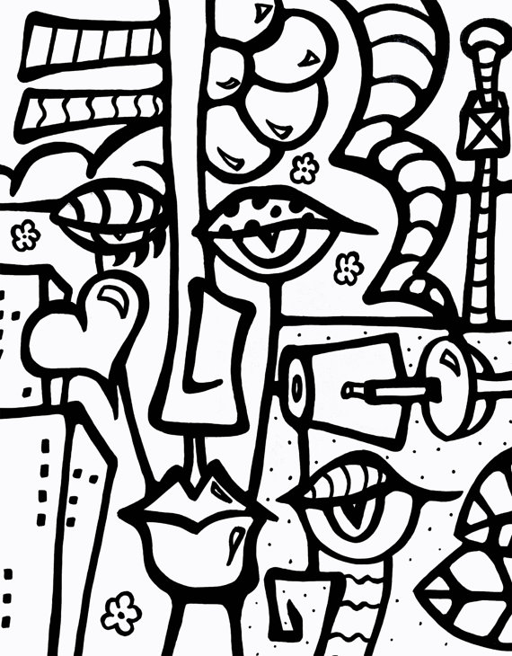 570x730 Abstract Art Painting Original Face Modern Pop Contemporary