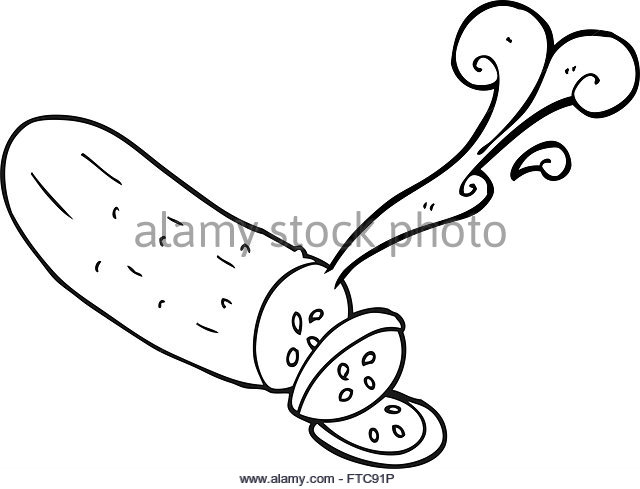 640x489 Black White Illustration Sliced Cucumber Stock Photos Amp Black