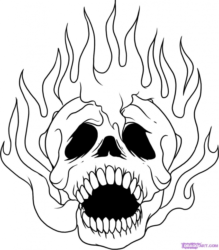 900x1024 Easy Drawings Of Skulls Learn How To Draw A Skull On Fire Skulls