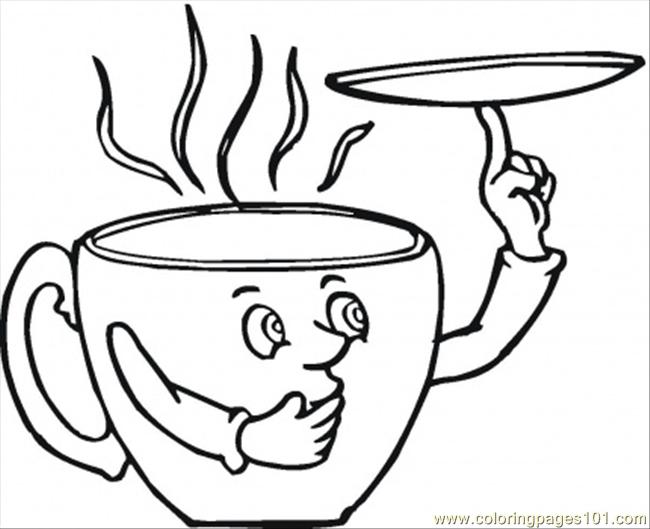 650x529 Saucer And The Coffee Cup Coloring Page