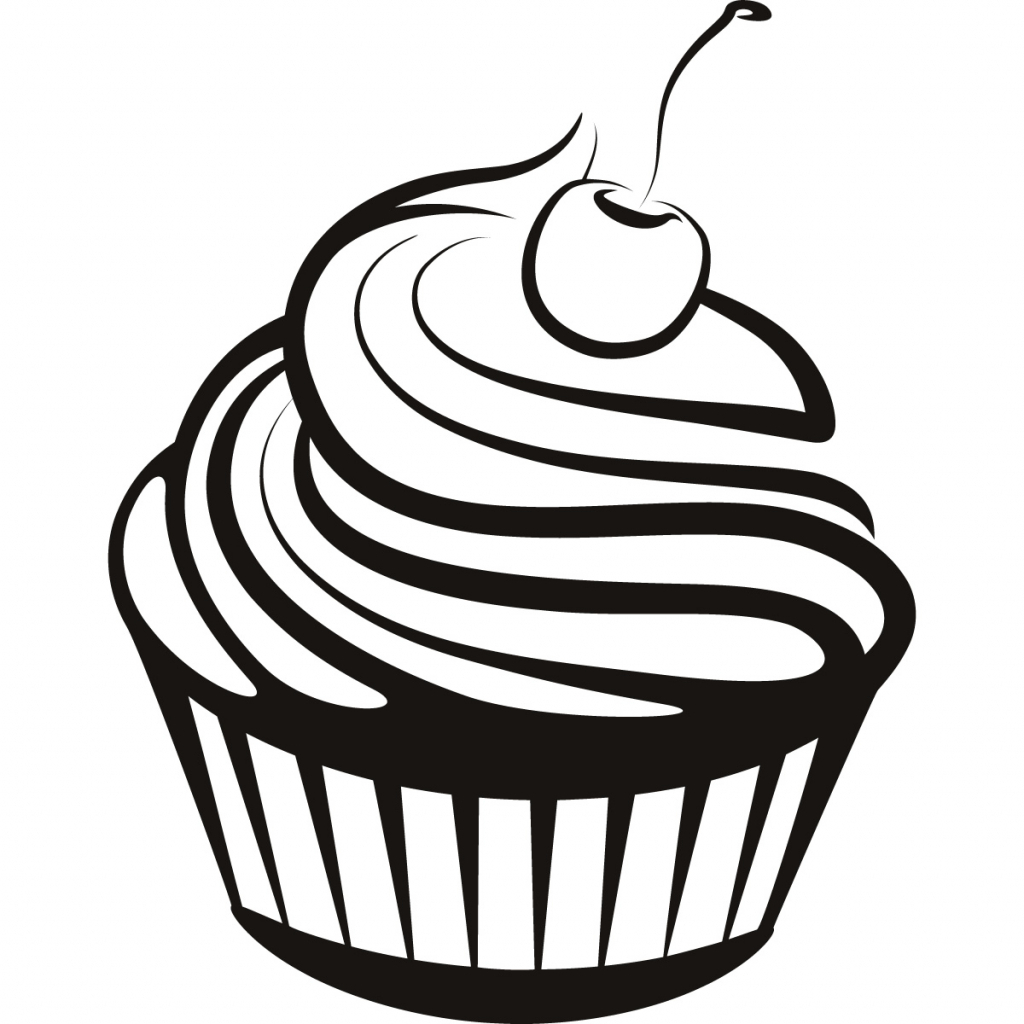 1024x1024 Drawing Of A Cupcake Simple Cupcake Drawing How To Draw A Kawaii
