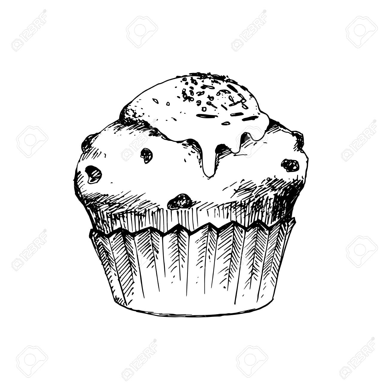 1300x1300 Hand Drawn Sketch Of Cup Cake. Vintage Sketch. Great For Banner