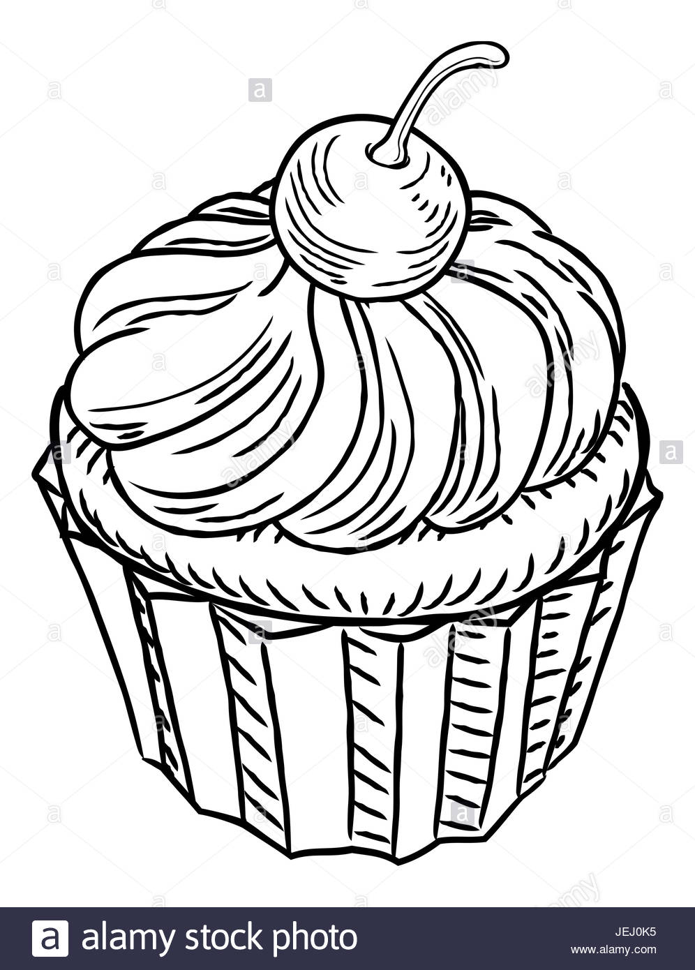 996x1390 A Muffin Cupcake Cake Hand Draw In A Retro Vintage Woodcut