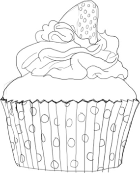 285x353 Strawberry Cupcake Illustration