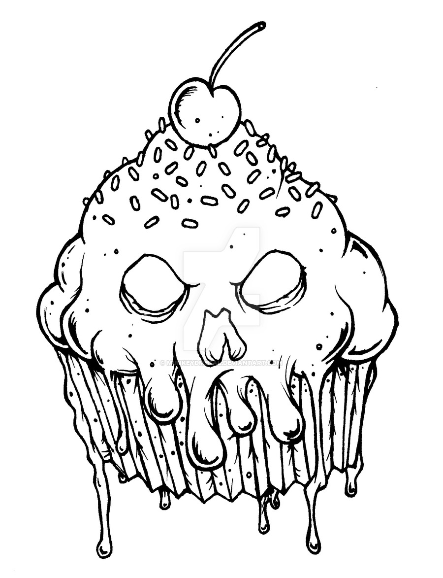 900x1173 Evil Cupcake By Munkeydmetal Watch Traditional Art Drawings