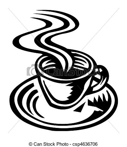 405x470 Silhouette Of Hot Coffee Cup Stock Illustration