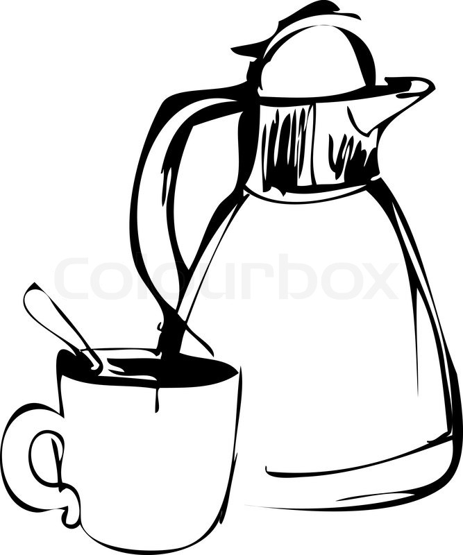667x800 Coffee Pot And A Cup Of Coffee Stock Vector Colourbox