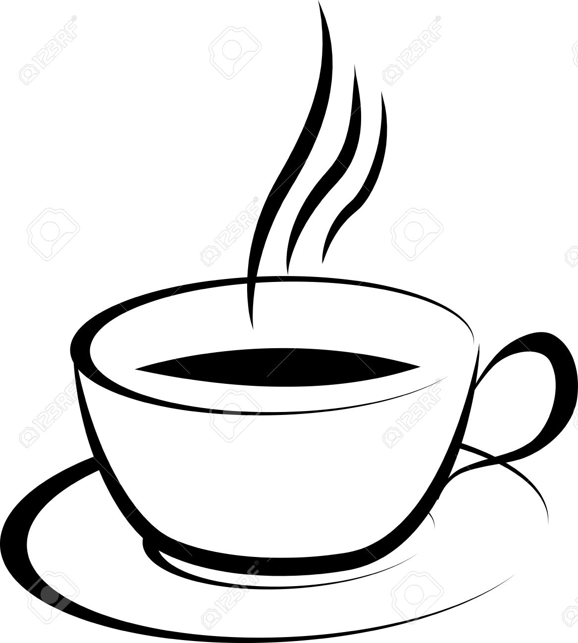 1167x1300 Illustration Of Black And White Coffee Cup Drawing Royalty Free
