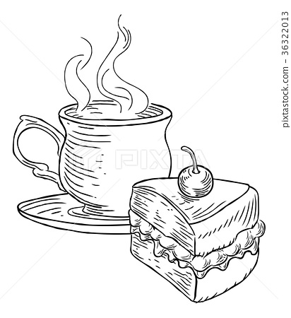 412x450 Cup Of Tea And Cake Vintage Retro Style