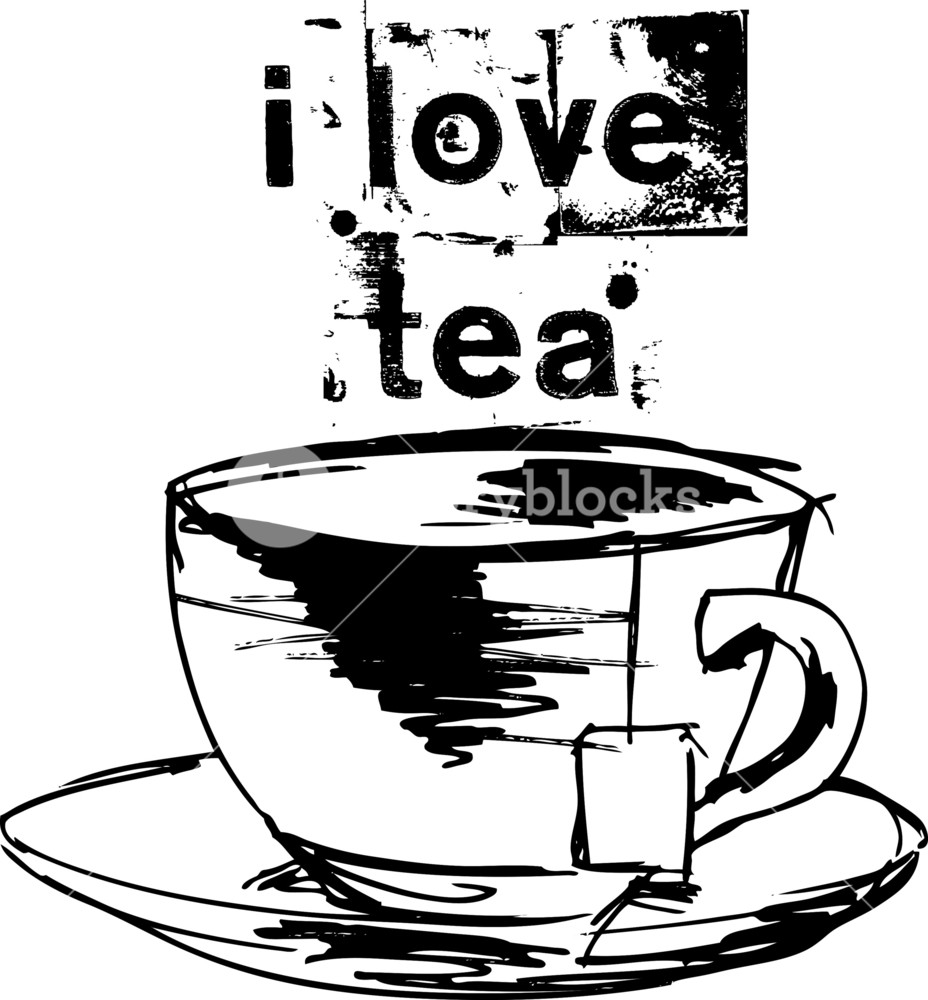 928x1000 Sketch Of Cup Of Tea With Tea Bag. Vector Illustration Royalty