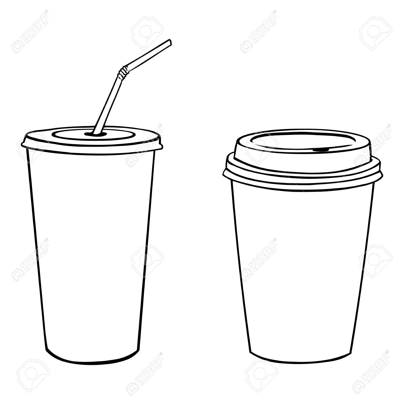 1300x1300 Vector Silhouettes Of Plastic Cups On White Background Royalty