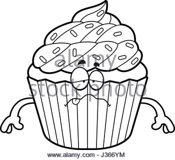 350x320 A Cartoon Illustration Of A Cupcake Looking Sick Stock Vector Art