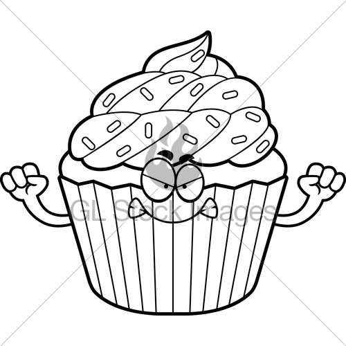 500x500 Angry Cartoon Cupcake Gl Stock Images