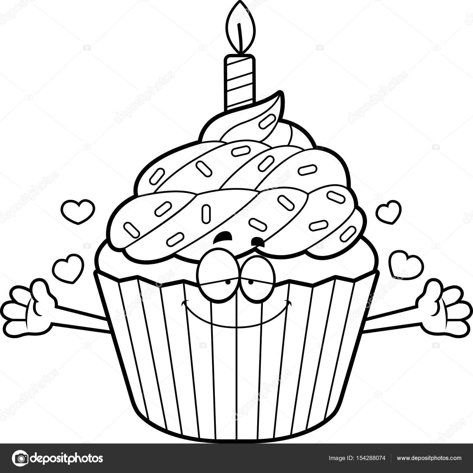 1600x1603 Cartoon Birthday Cupcake Hug Stock Vector Cthoman