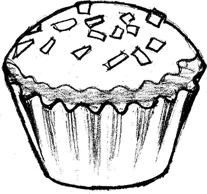 800x752 Hand Drawn, Cartoon, Sketch Illustration Of Cupcake Stock Vector