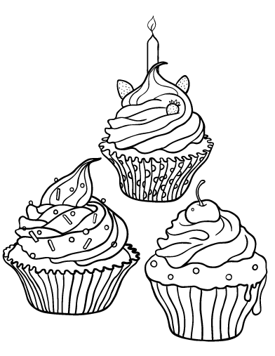 392x507 Printable Cupcake Coloring Page. Free Pdf Download
