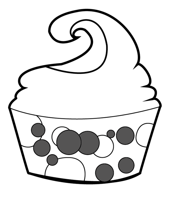 600x703 Cupcake Clipart Black And White Outline Collection