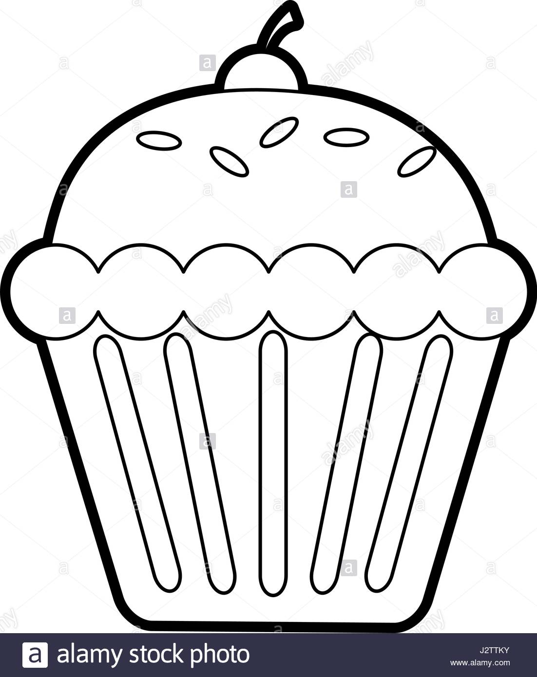 1102x1390 Black Silhouette Cartoon Cupcake With Cherry Stock Vector Art