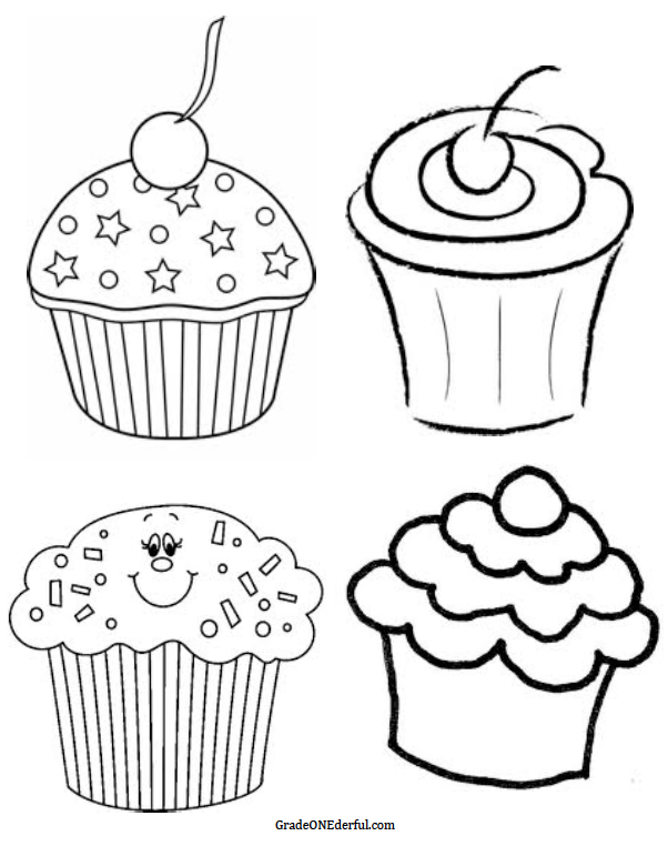 602x771 Cupcake Clipart Black N White