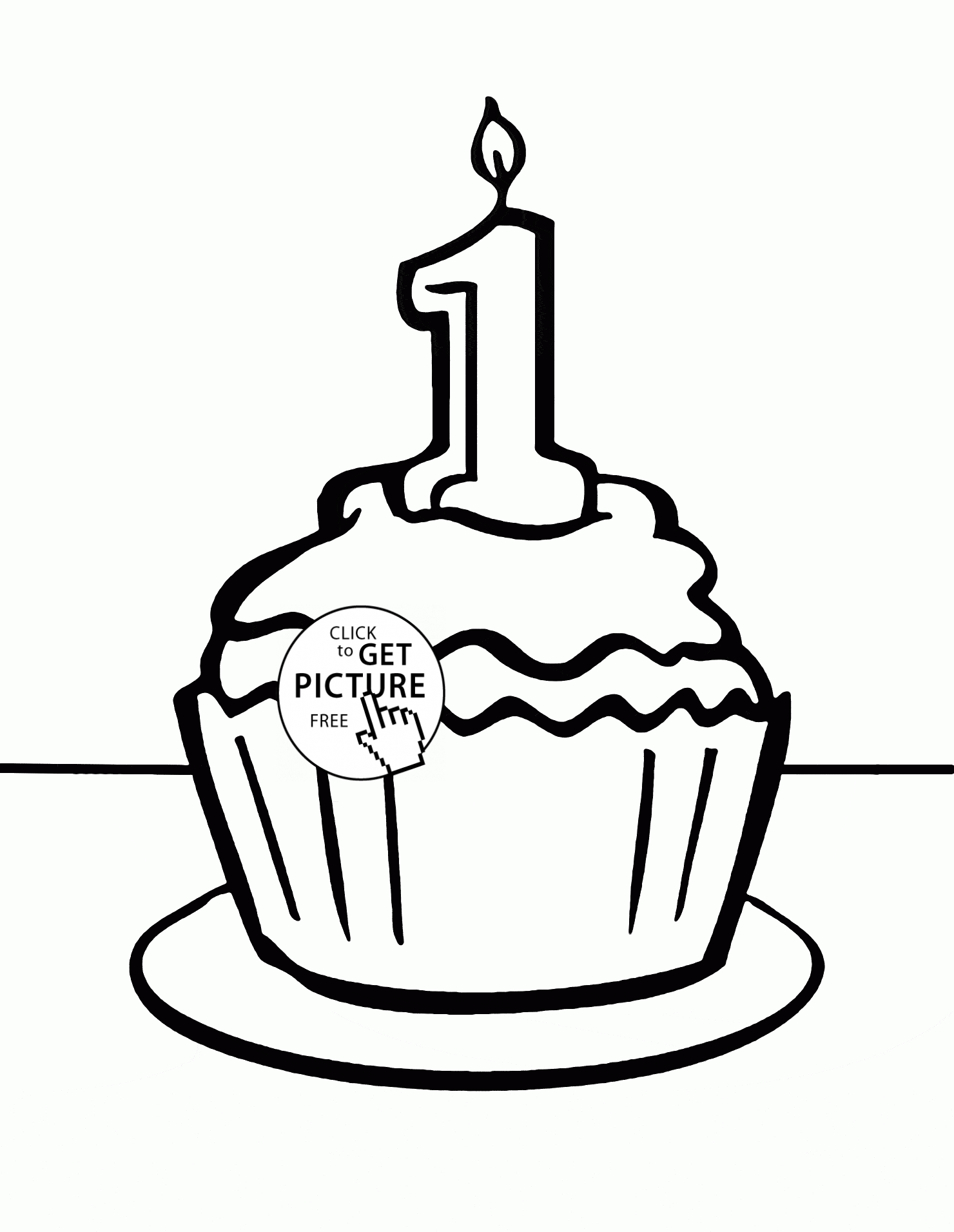 1480x1911 Birthday Cupcake 1st Coloring Page For Kids, Holiday Coloring