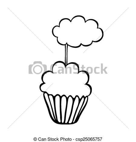 450x470 Cupcake Sketch Cloud Topper. Cupcake Decorated