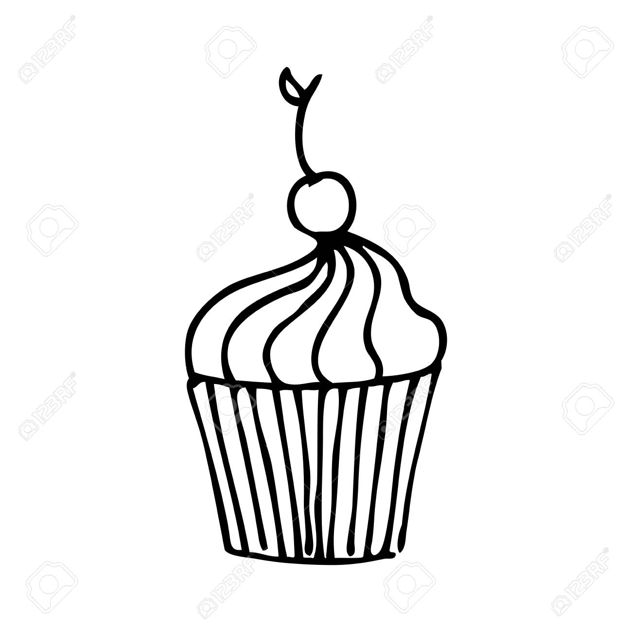 1300x1300 Delicious Cupcake Drawing Icon Vector Illustration Design Royalty
