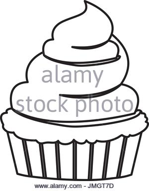 300x384 Sketch Contour Of Hand Drawing Cupcake With Buttercream Decorative