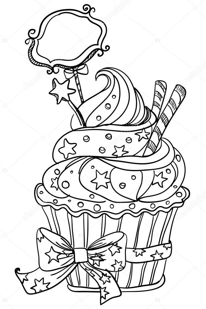 681x1023 Vector Hand Drawing Cupcake Stock Vector Marina99