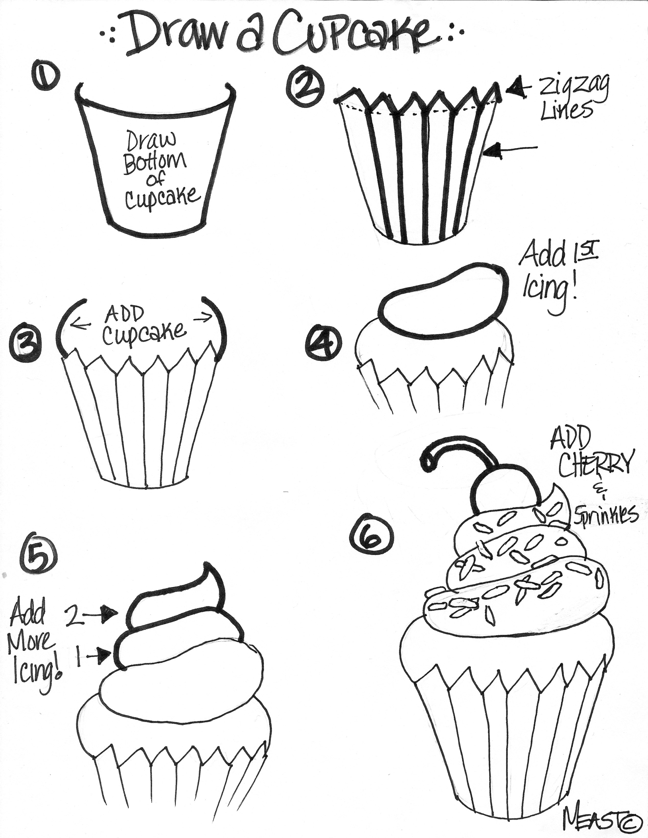2536x3277 Cupcake Draw Step By Step