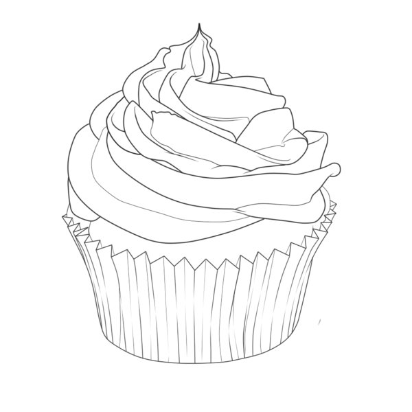 600x600 Cute Cartoon Cupcakes Coloring Pages