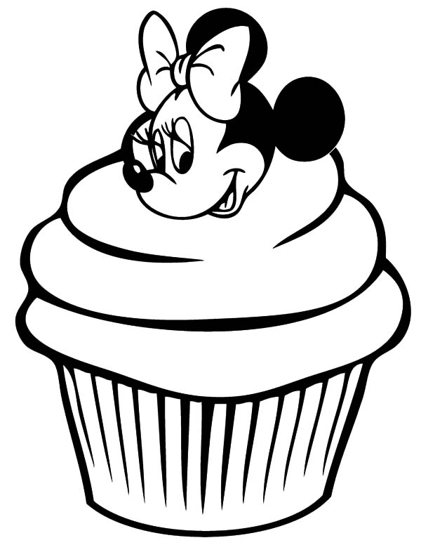 600x776 Minnie Mouse Cupcakes Coloring Pages