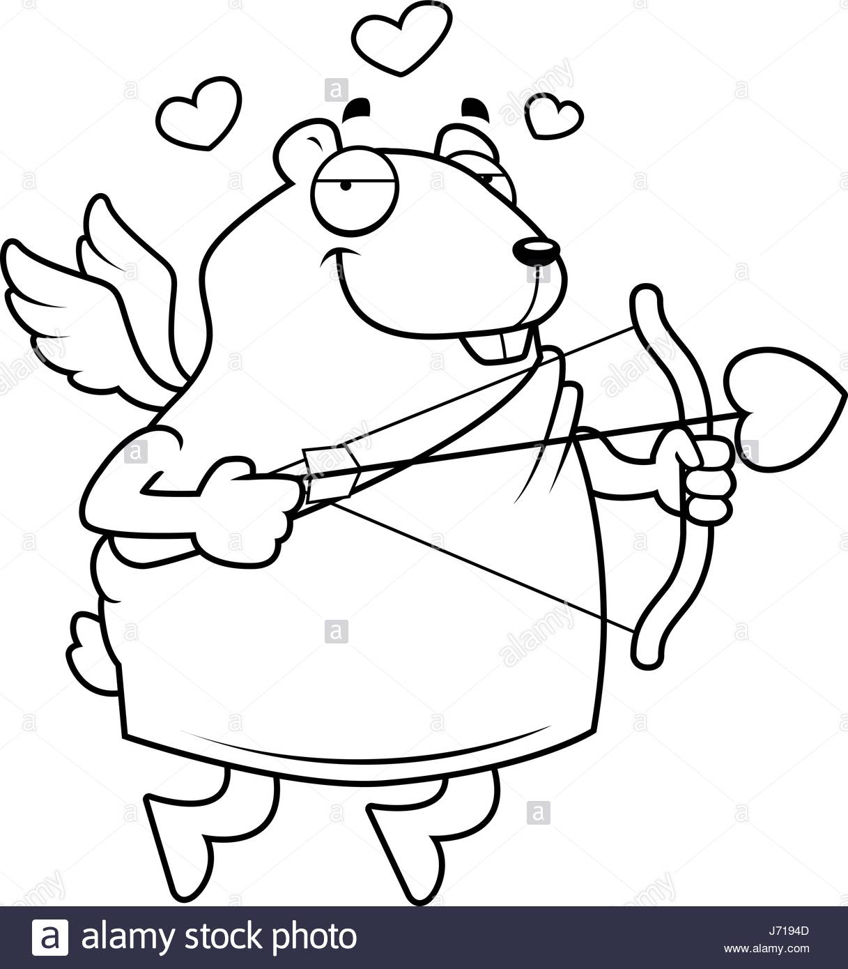1217x1390 A Happy Cartoon Hamster Cupid With A Bow And Arrow Stock Vector